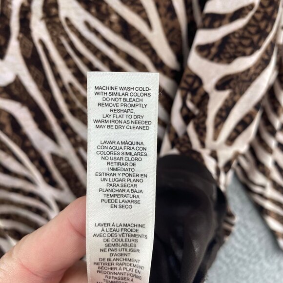 Chicos Top Womens 3 US Extra Large Brown Animal Print Easywear 3/4 Sleeve Knit - Picture 7 of 10